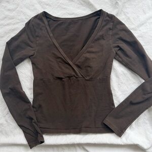 Brandy Melville Brown Long Sleeve Fitted Top